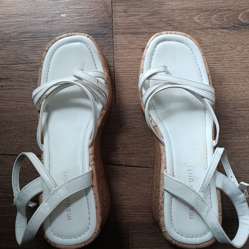 Madden Girl White Strappy Flat Sandals